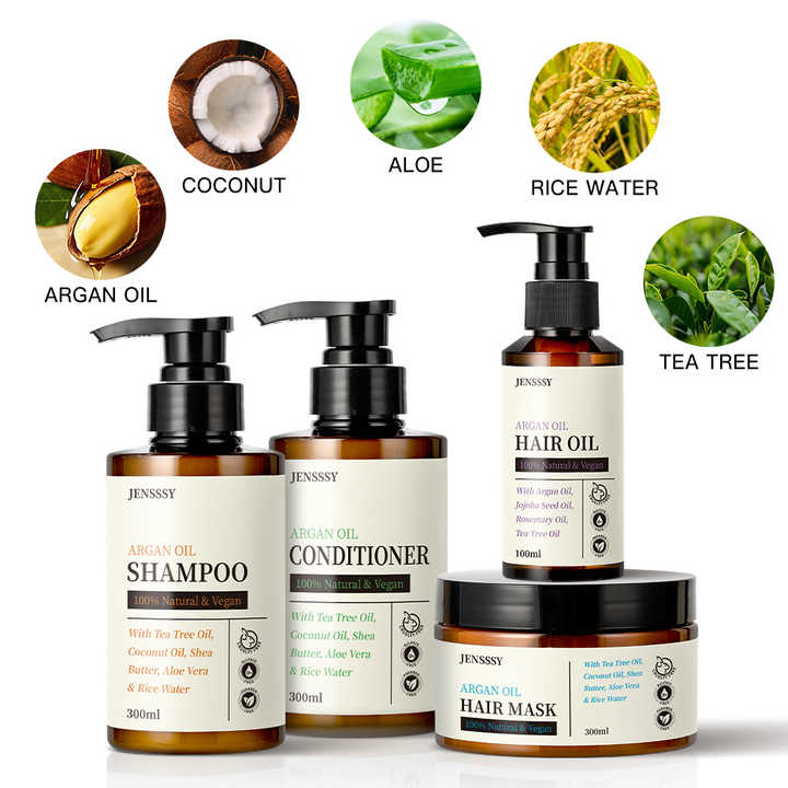 Private Label Sulfate Free Natural Vegan Organic Argan Oil Tea Tree Rosemary Oil Dandruff Shampoo and Conditioner Hair Care Set
